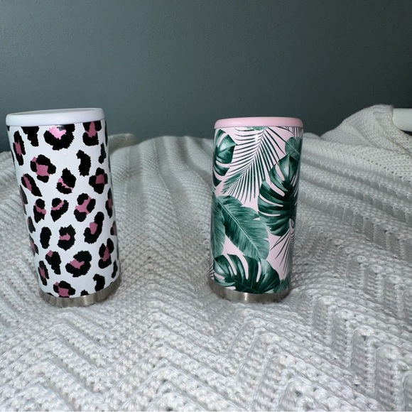 Two Decorative Skinny Can Coozies- palms trees and animal print - Picture 3 of 6